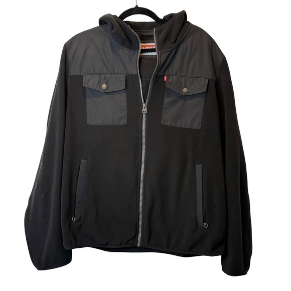 Levi's Other - Levi's Mens Black Full Zip Fleece Hoodie Jacket with Pockets Size L